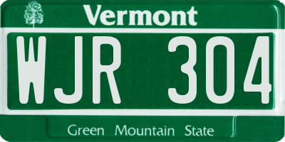 VT license plate WJR304