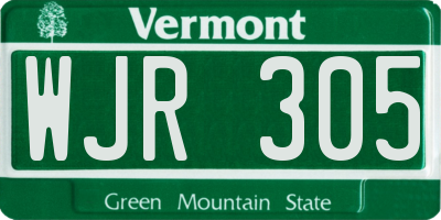 VT license plate WJR305