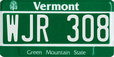 VT license plate WJR308