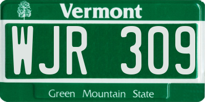 VT license plate WJR309