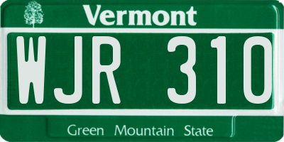 VT license plate WJR310