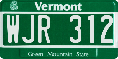 VT license plate WJR312