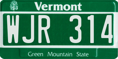 VT license plate WJR314