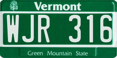 VT license plate WJR316