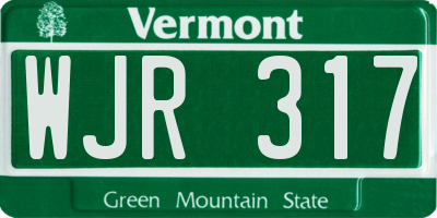 VT license plate WJR317