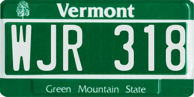 VT license plate WJR318