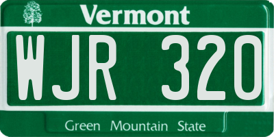 VT license plate WJR320