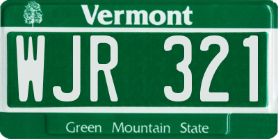 VT license plate WJR321
