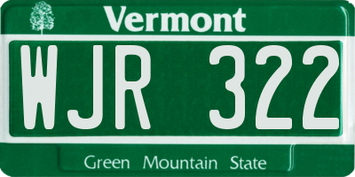 VT license plate WJR322