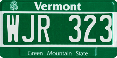 VT license plate WJR323