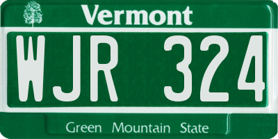 VT license plate WJR324