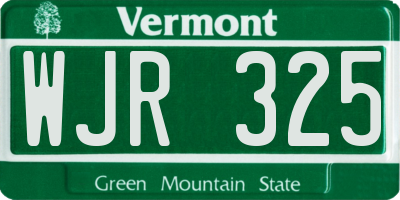 VT license plate WJR325