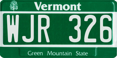 VT license plate WJR326