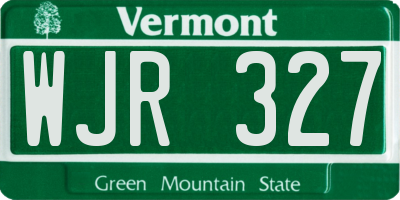 VT license plate WJR327