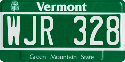 VT license plate WJR328
