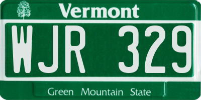 VT license plate WJR329