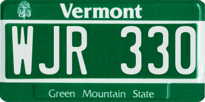 VT license plate WJR330