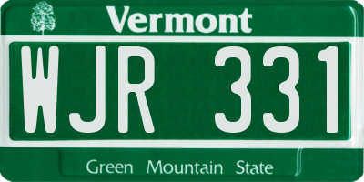 VT license plate WJR331