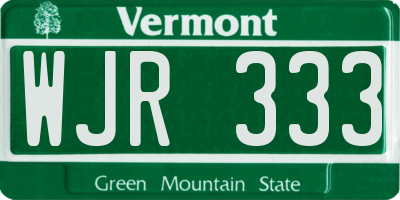 VT license plate WJR333