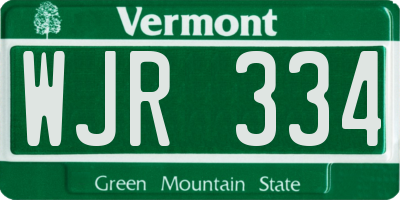VT license plate WJR334