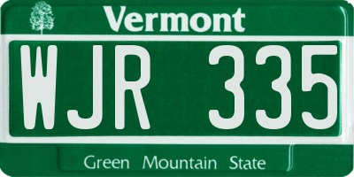 VT license plate WJR335