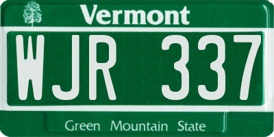 VT license plate WJR337
