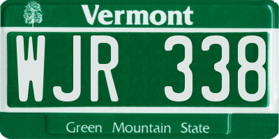 VT license plate WJR338