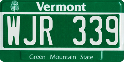 VT license plate WJR339