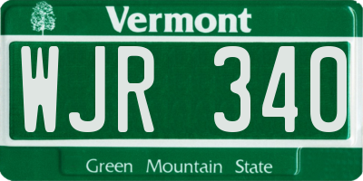 VT license plate WJR340