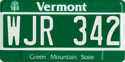 VT license plate WJR342