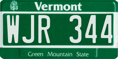 VT license plate WJR344