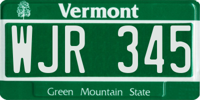 VT license plate WJR345
