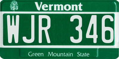 VT license plate WJR346