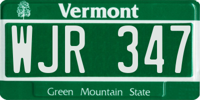 VT license plate WJR347