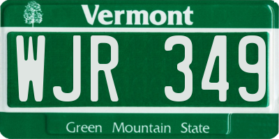 VT license plate WJR349