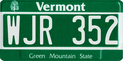VT license plate WJR352