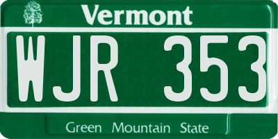 VT license plate WJR353