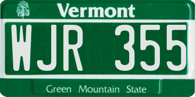 VT license plate WJR355