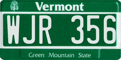 VT license plate WJR356