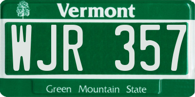 VT license plate WJR357