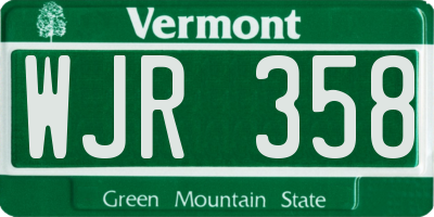 VT license plate WJR358