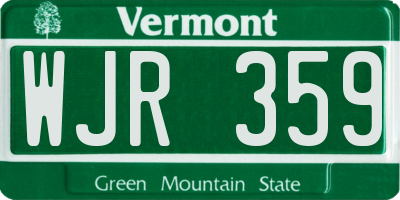 VT license plate WJR359