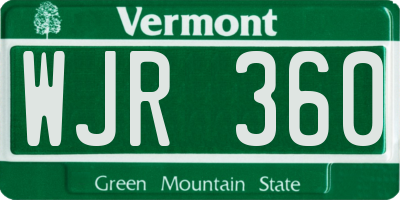 VT license plate WJR360
