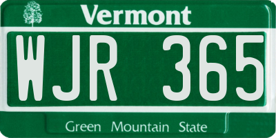 VT license plate WJR365