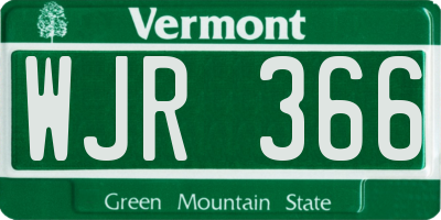 VT license plate WJR366