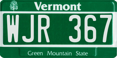 VT license plate WJR367
