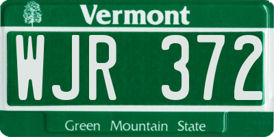 VT license plate WJR372