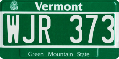 VT license plate WJR373