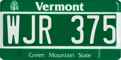 VT license plate WJR375