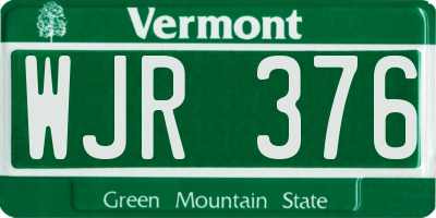 VT license plate WJR376